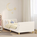 Kinderbettgestell mit Kopfteil Creme 90 x 190 cm Bouclé