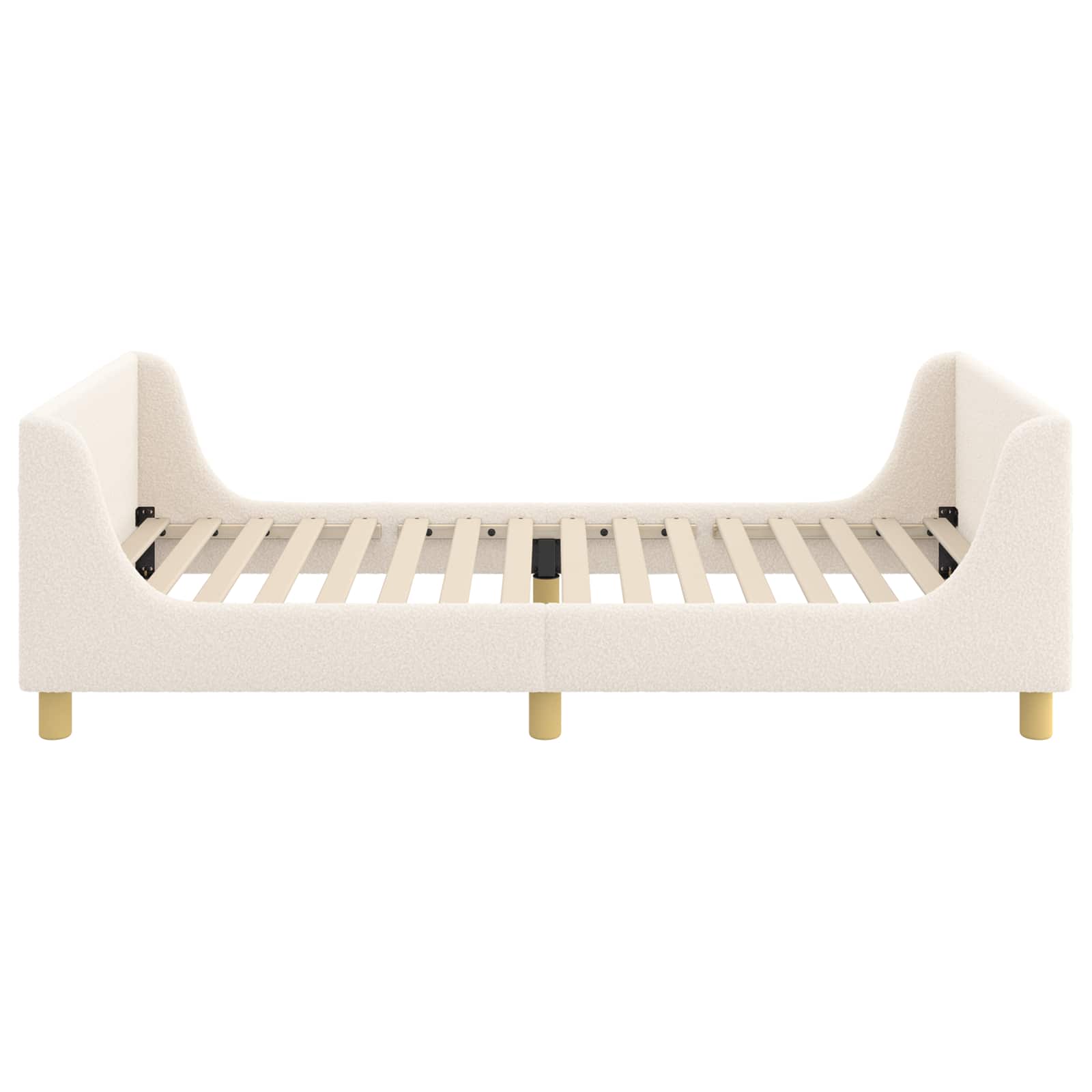 Kinderbettgestell mit Kopfteil Creme 90 x 190 cm Bouclé