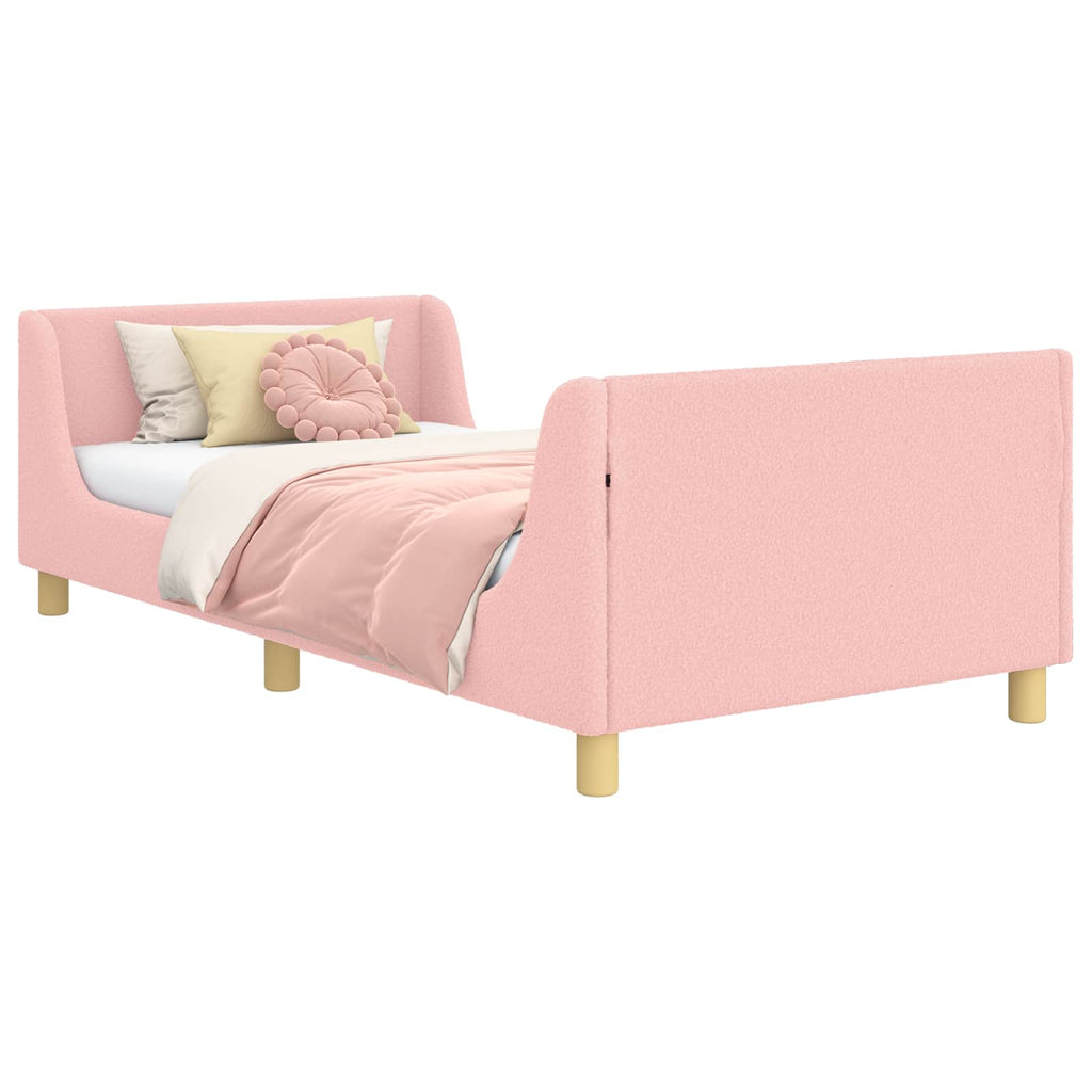 Kinderbettgestell mit Kopfteil Rosa 90 x 190 cm Bouclé