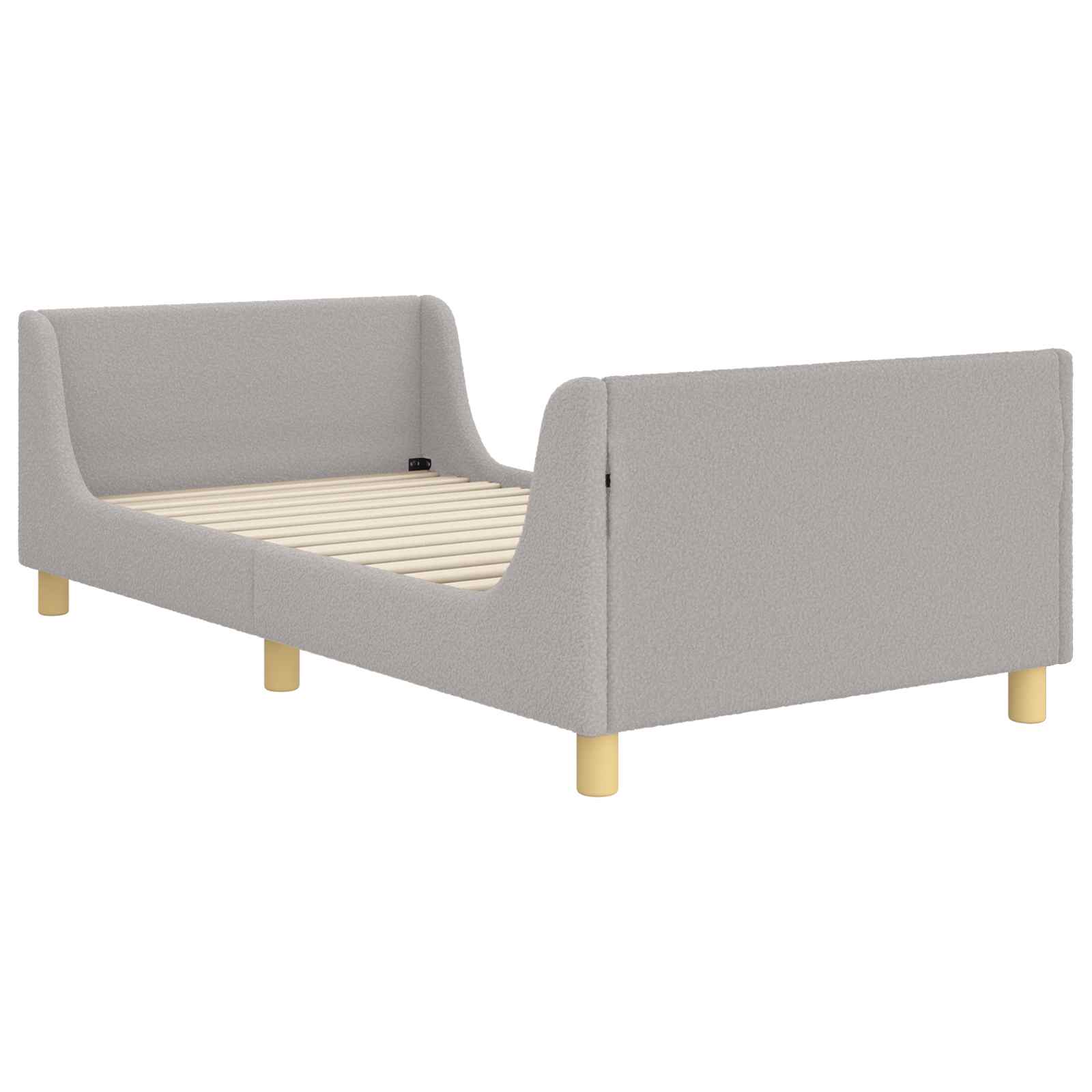 Kinderbettgestell mit Kopfteil Hellgrau 90 x 190 cm Bouclé