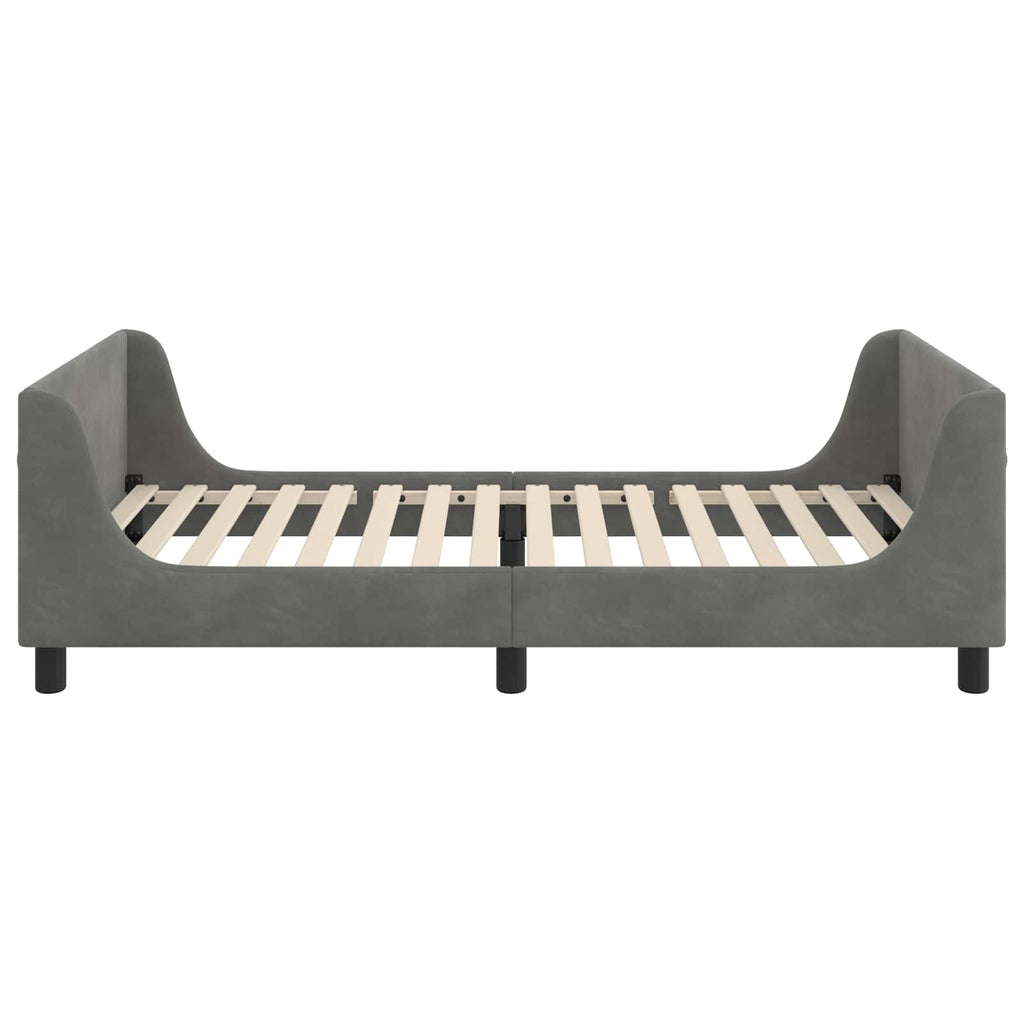 Kinderbettgestell mit Kopfteil Dunkelgrau 90 x 190 cm Samt