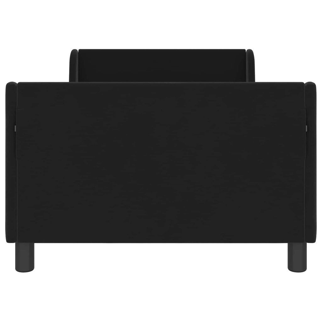 Kinderbettgestell mit Kopfteil Schwarz 90 x 190 cm Samt