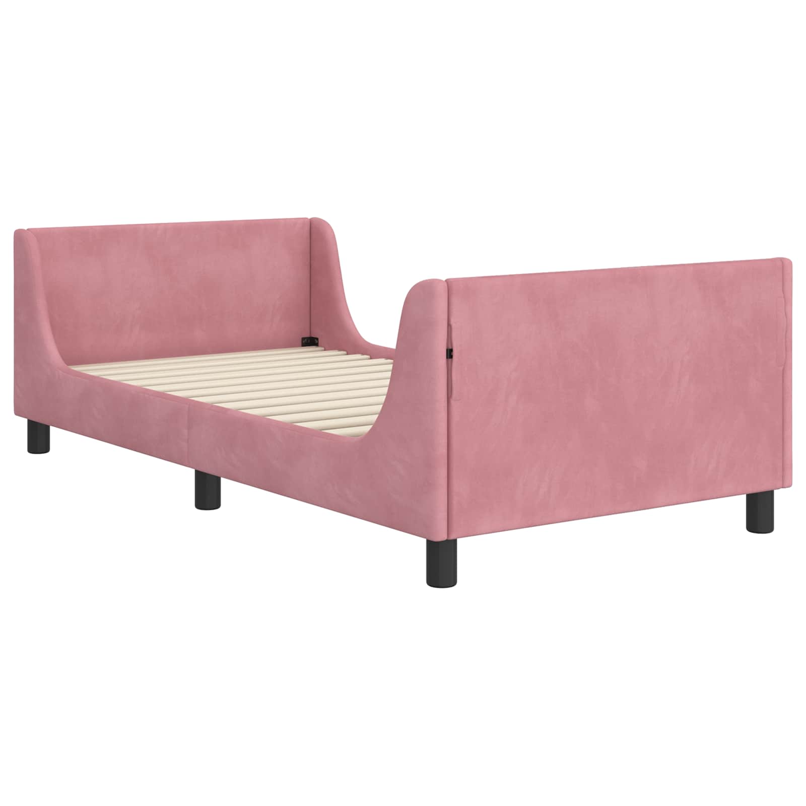 Kinderbettgestell mit Kopfteil Rosa 90 x 190 cm Samt