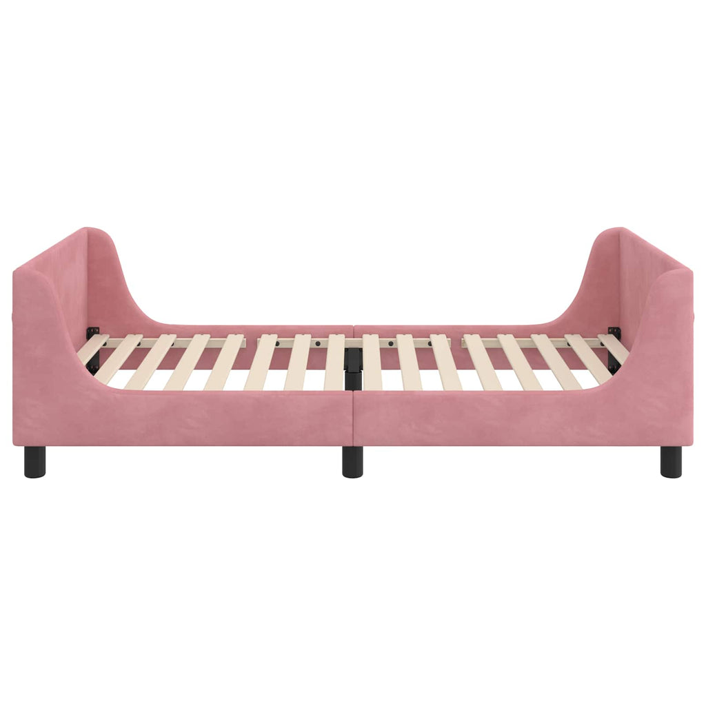 Kinderbettgestell mit Kopfteil Rosa 90 x 190 cm Samt