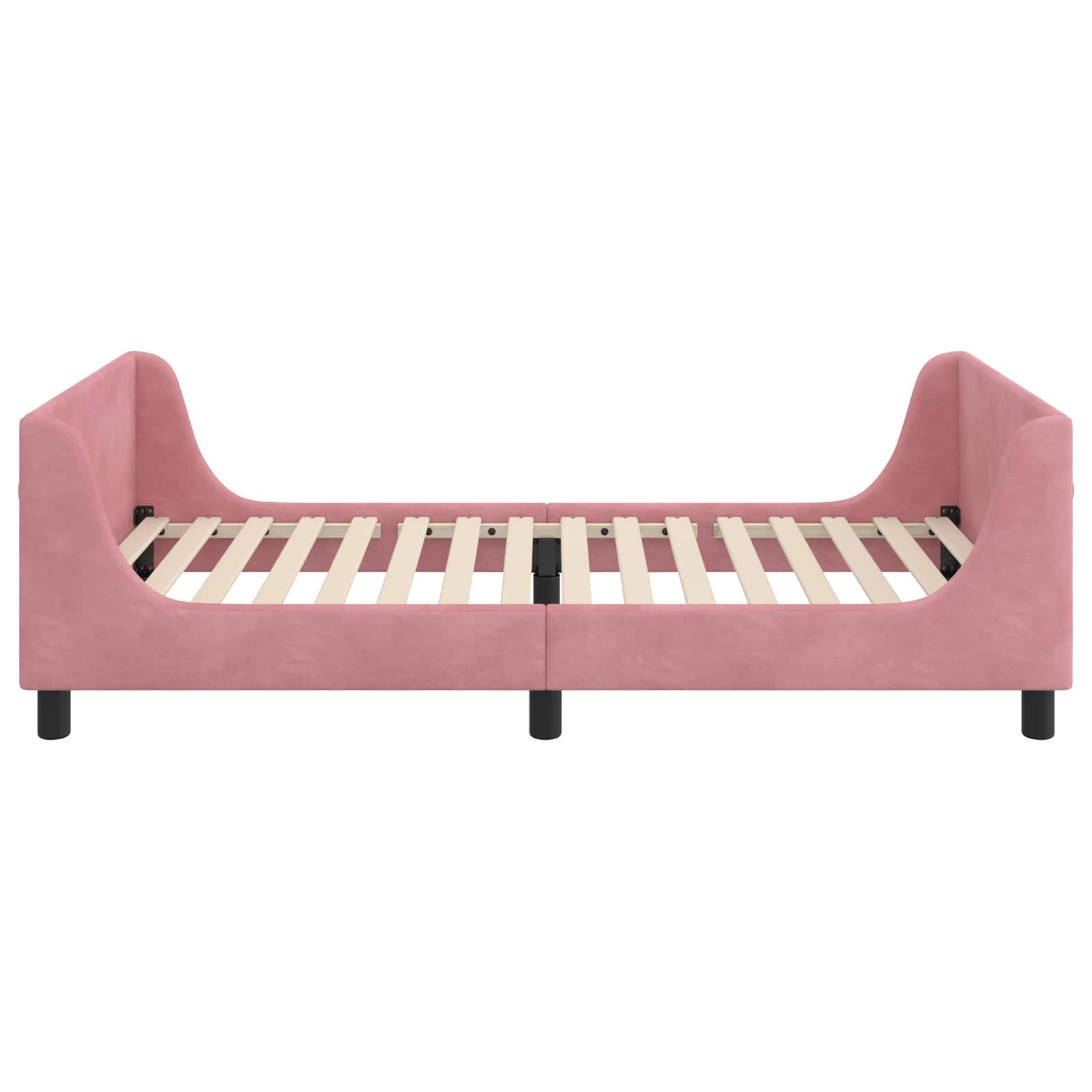 Kinderbettgestell mit Kopfteil Rosa 90 x 190 cm Samt