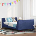 Kinderbettgestell mit Kopfteil Polizeiblau 90 x 190 cm Samt