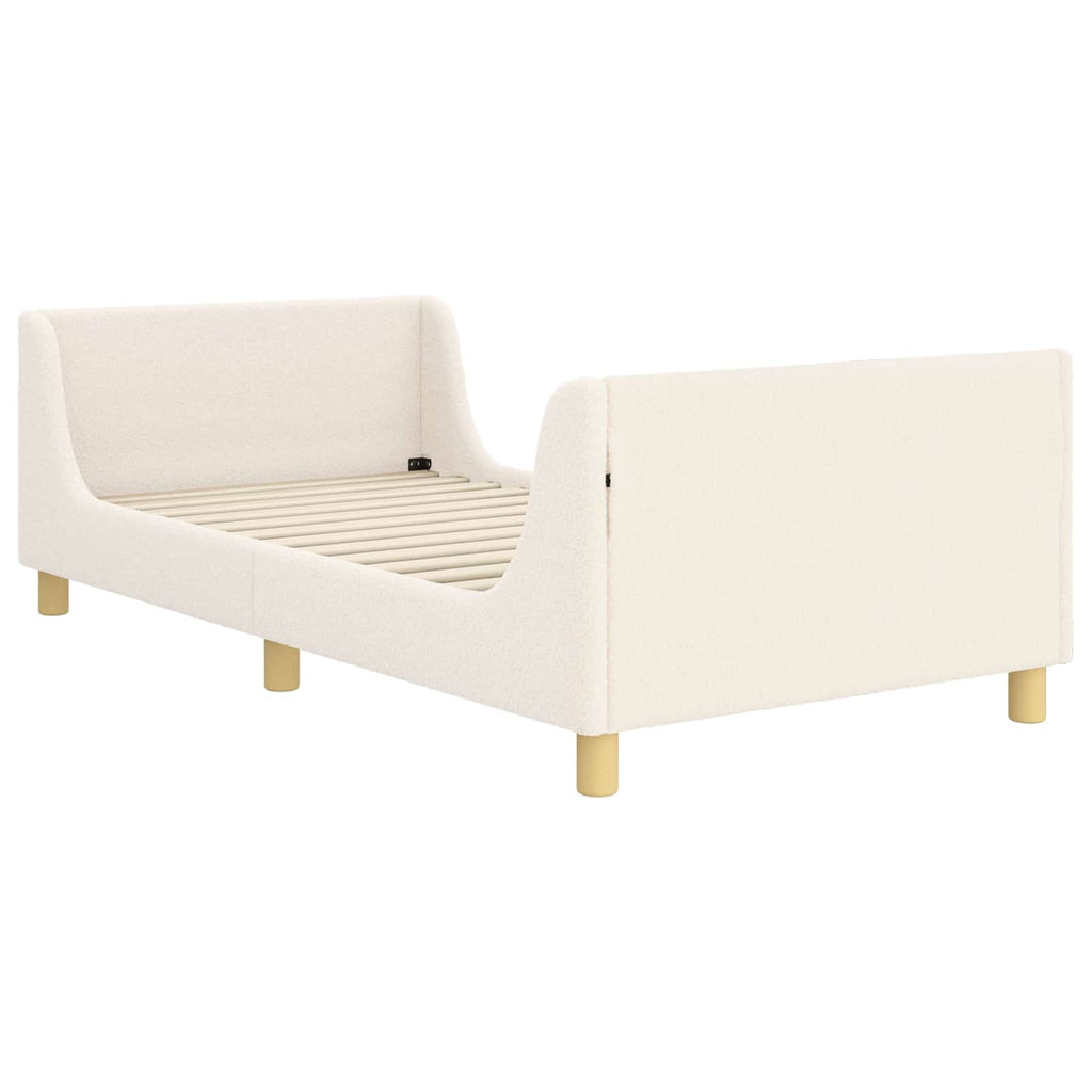 Kinderbettgestell mit Kopfteil Creme 90 x 200 cm Bouclé