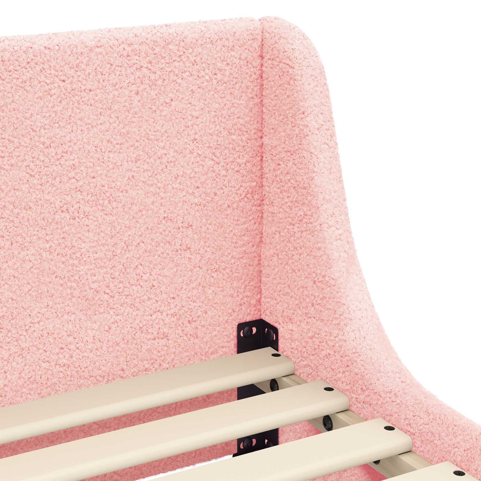 Kinderbettgestell mit Kopfteil Rosa 90 x 200 cm Bouclé