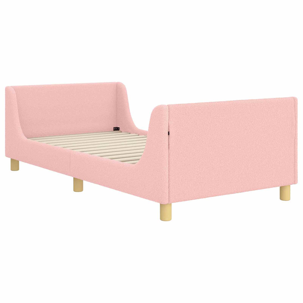 Kinderbettgestell mit Kopfteil Rosa 90 x 200 cm Bouclé