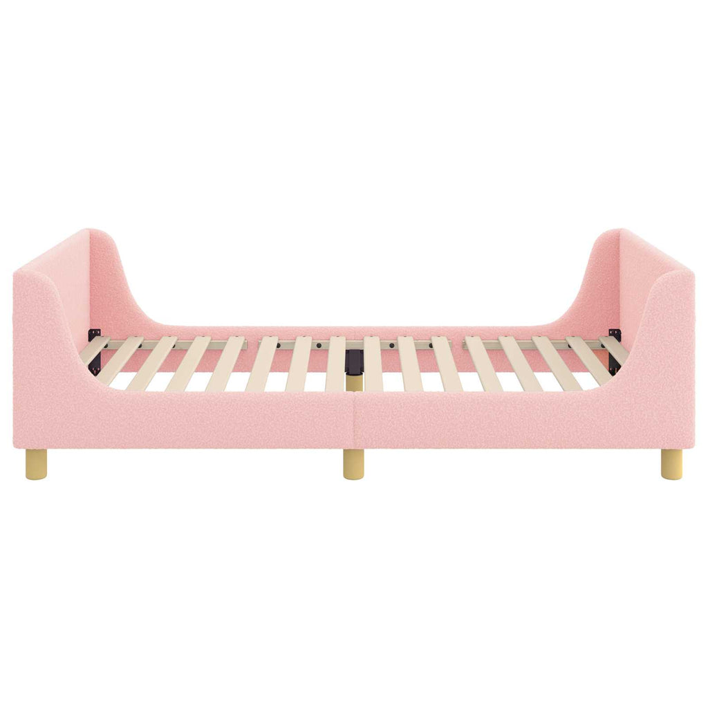 Kinderbettgestell mit Kopfteil Rosa 90 x 200 cm Bouclé