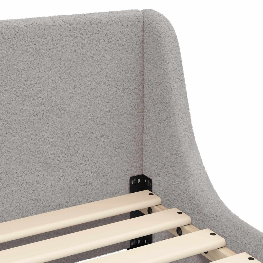 Kinderbettgestell mit Kopfteil Hellgrau 90 x 200 cm Bouclé