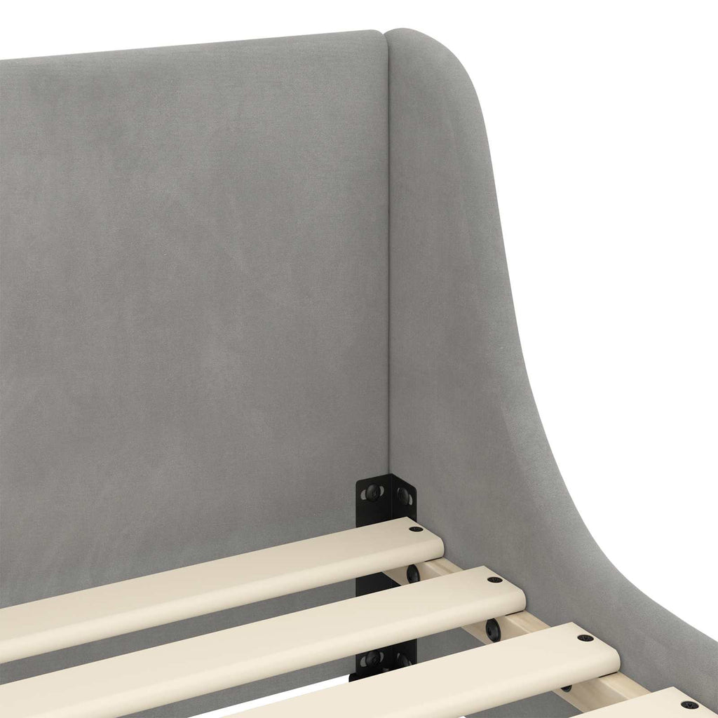 Kinderbettgestell mit Kopfteil Hellgrau 90 x 200 cm Samt