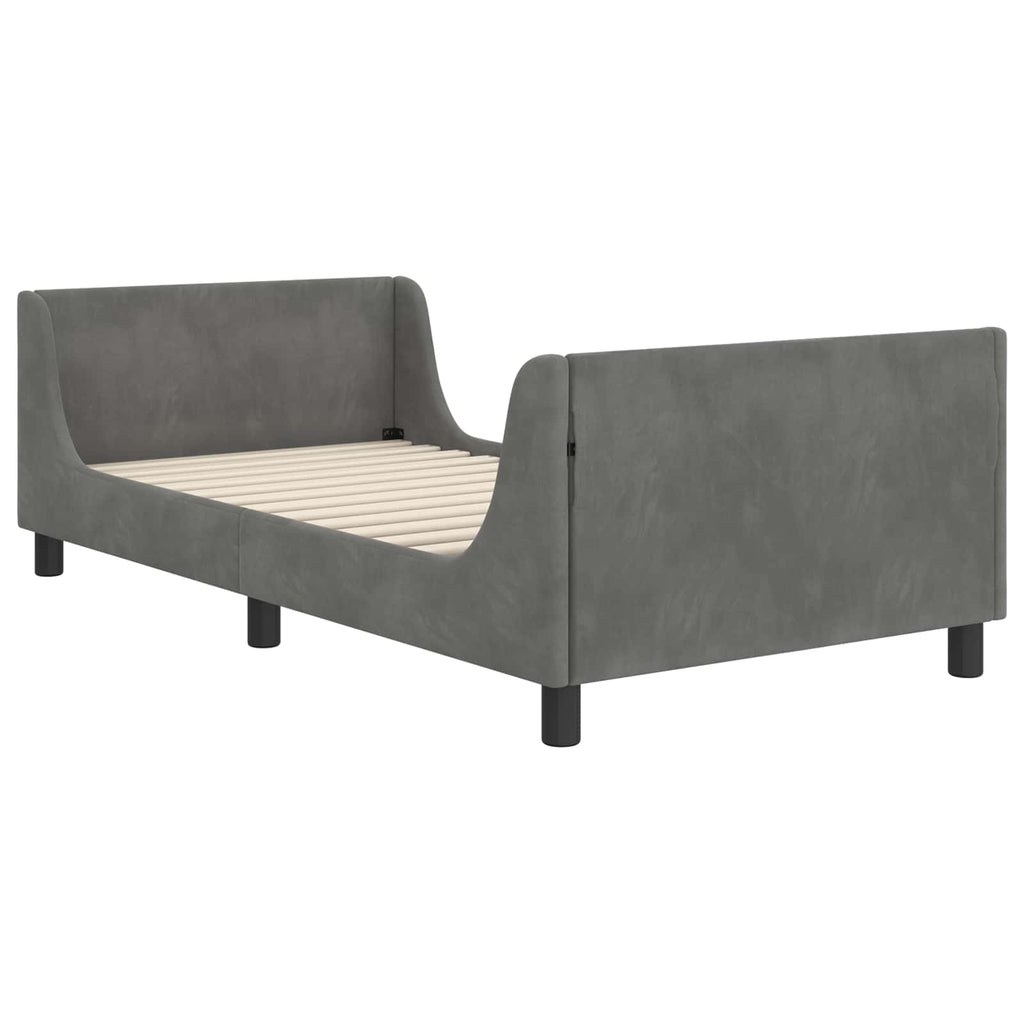 Kinderbettgestell mit Kopfteil Dunkelgrau 90 x 200 cm Samt