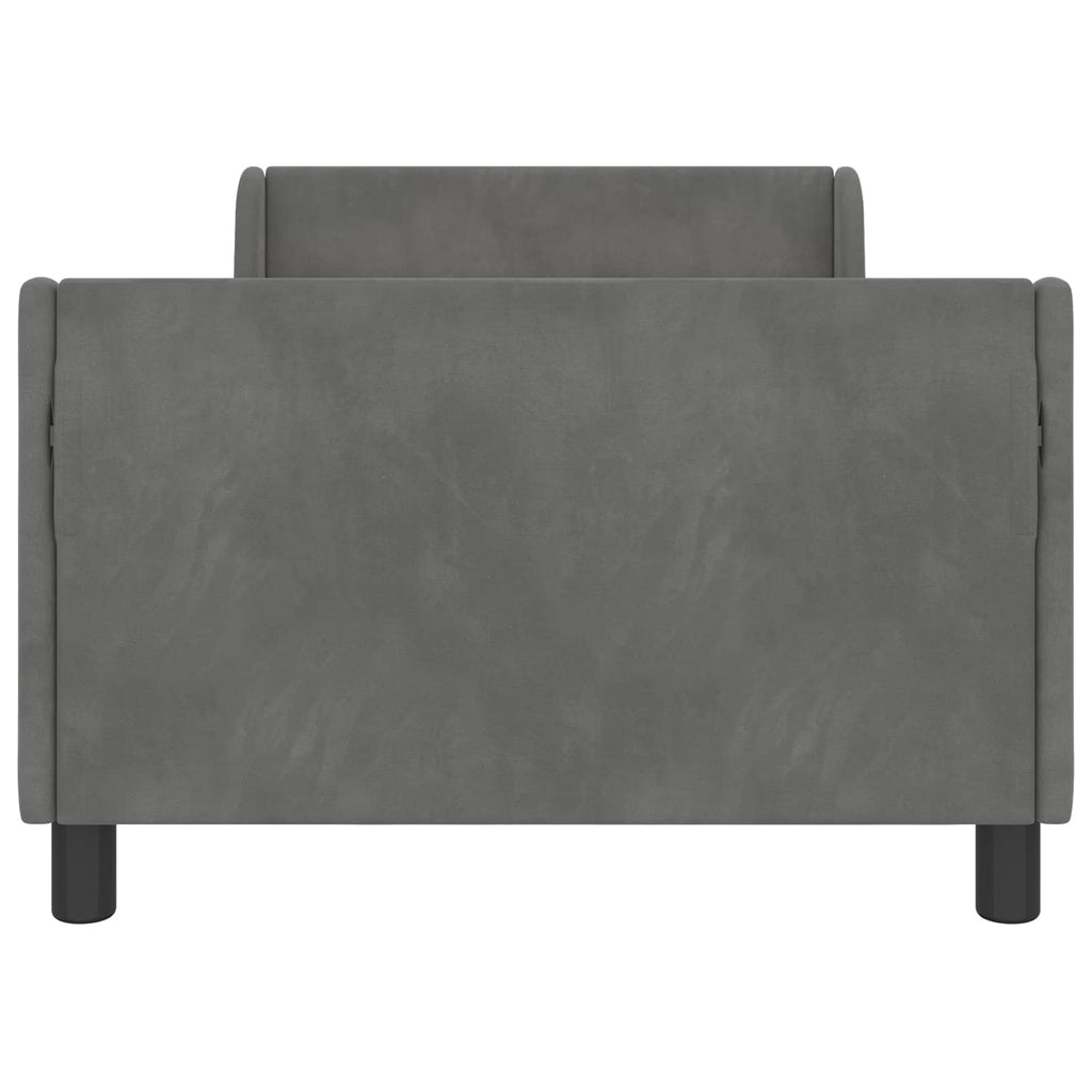 Kinderbettgestell mit Kopfteil Dunkelgrau 90 x 200 cm Samt