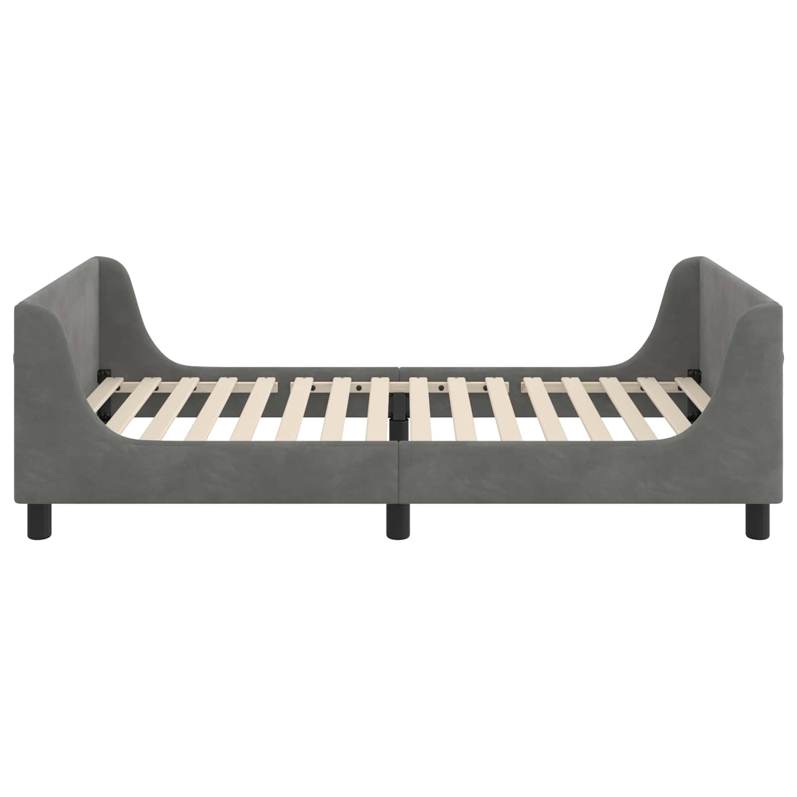 Kinderbettgestell mit Kopfteil Dunkelgrau 90 x 200 cm Samt