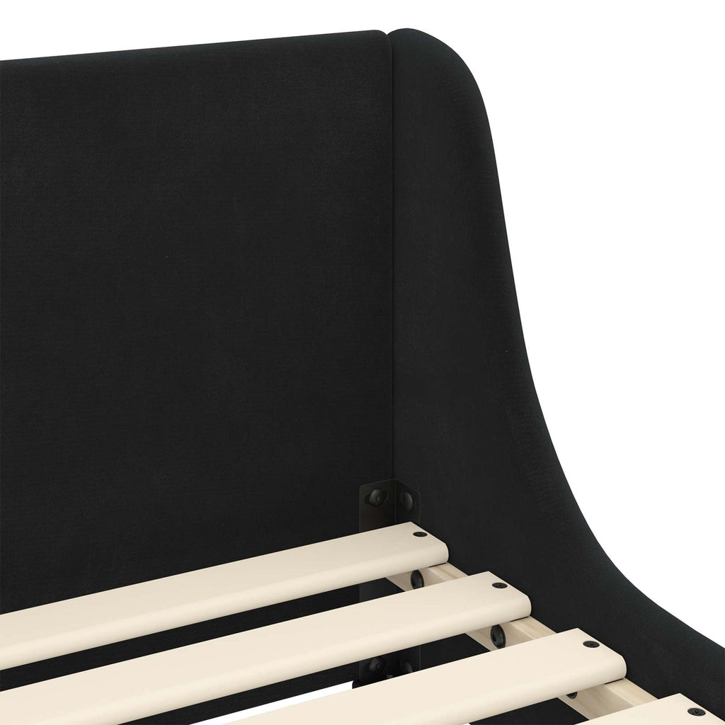 Kinderbettgestell mit Kopfteil Schwarz 90 x 200 cm Samt