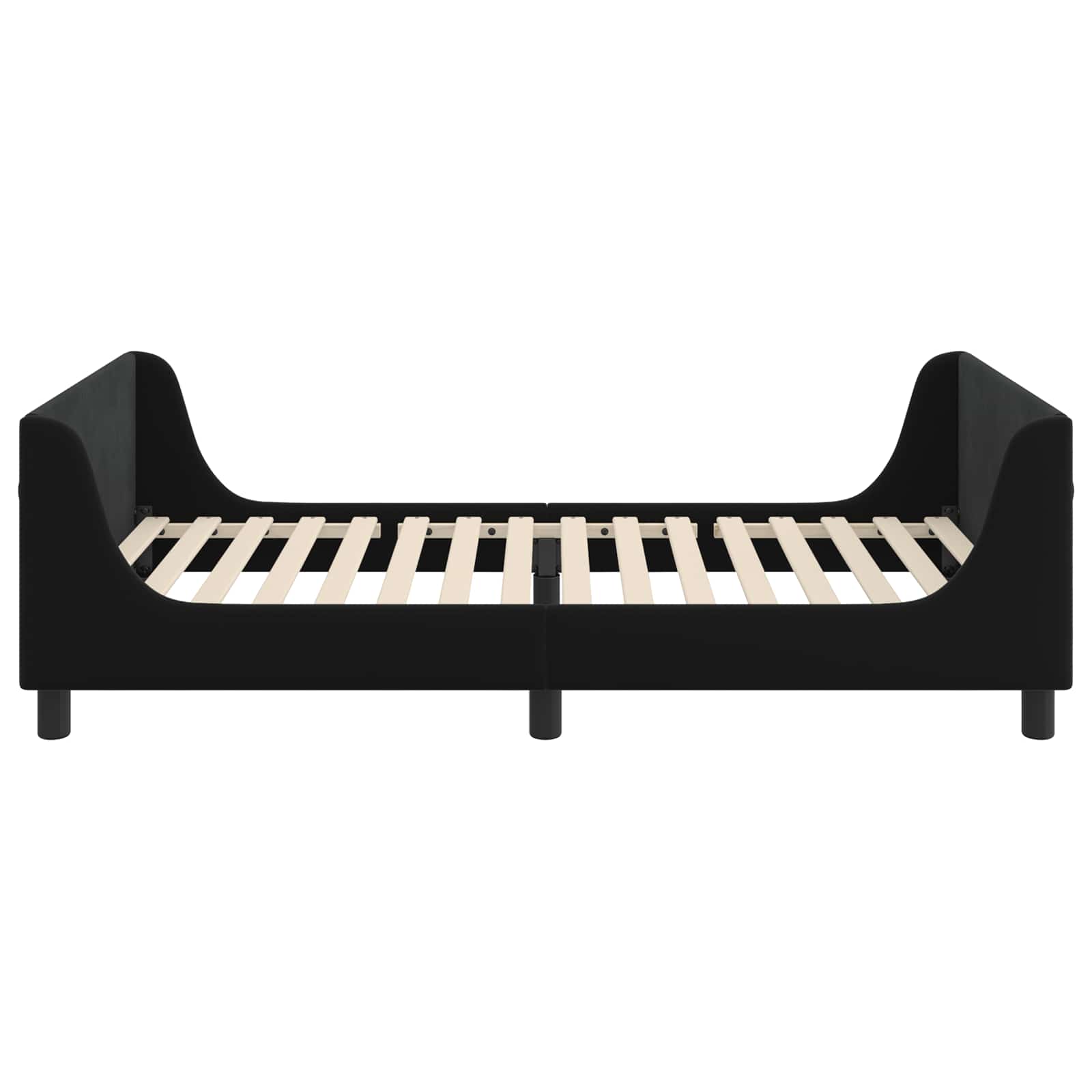 Kinderbettgestell mit Kopfteil Schwarz 90 x 200 cm Samt