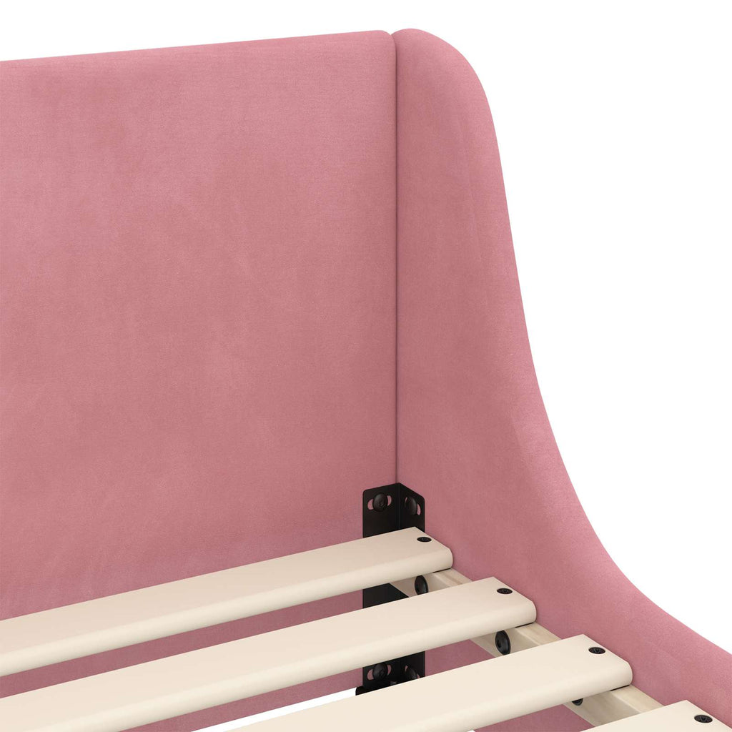 Kinderbettgestell mit Kopfteil Rosa 90 x 200 cm Samt