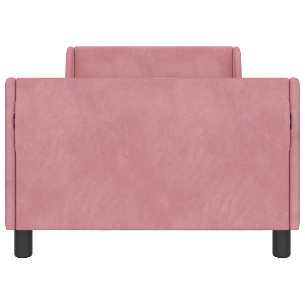 Kinderbettgestell mit Kopfteil Rosa 90 x 200 cm Samt