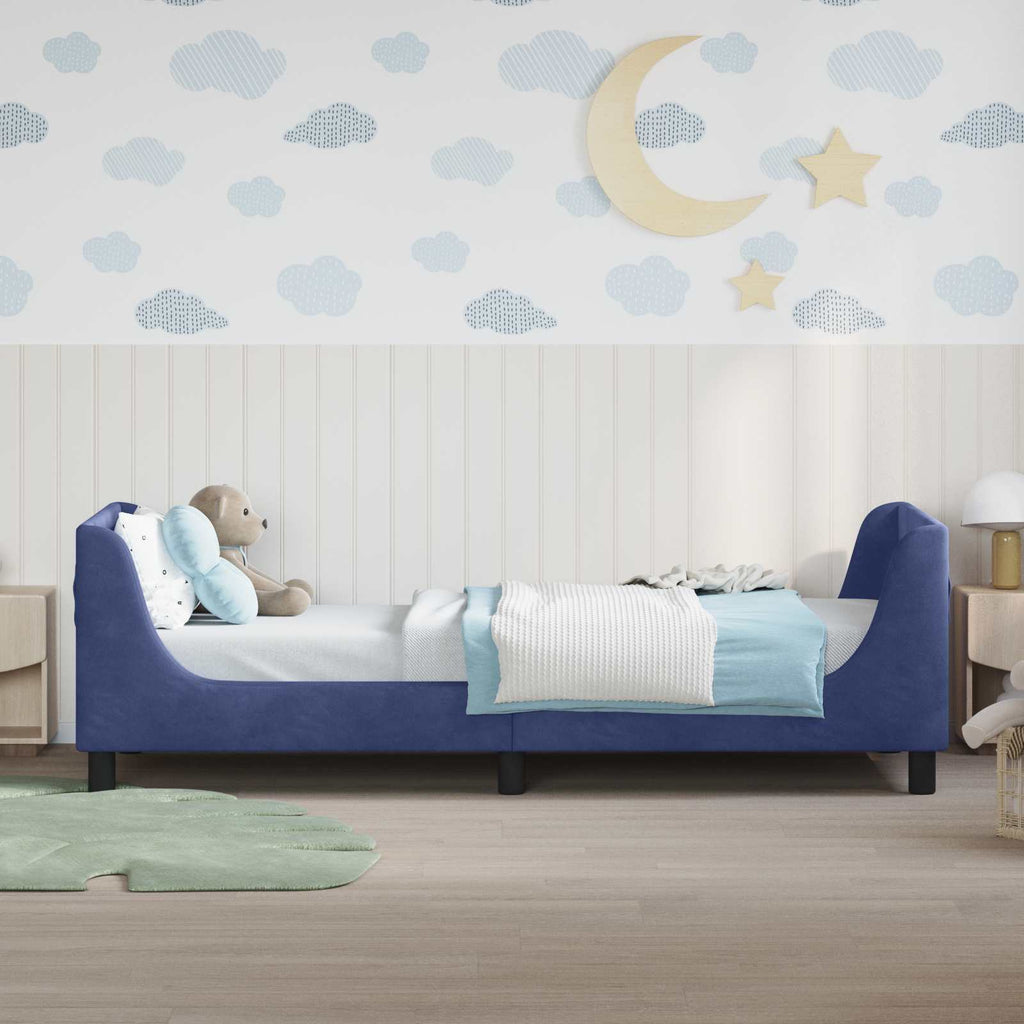 Kinderbettgestell mit Kopfteil Polizeiblau 90 x 200 cm Samt