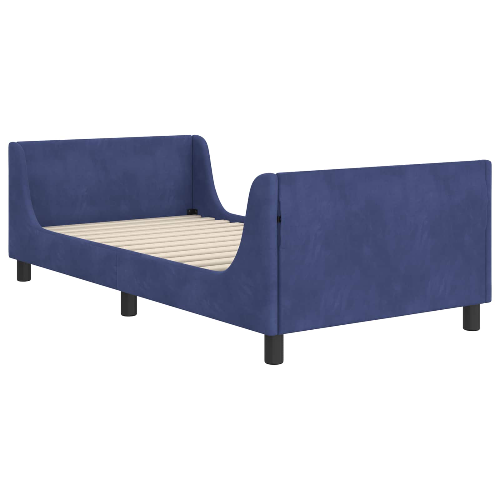 Kinderbettgestell mit Kopfteil Polizeiblau 90 x 200 cm Samt