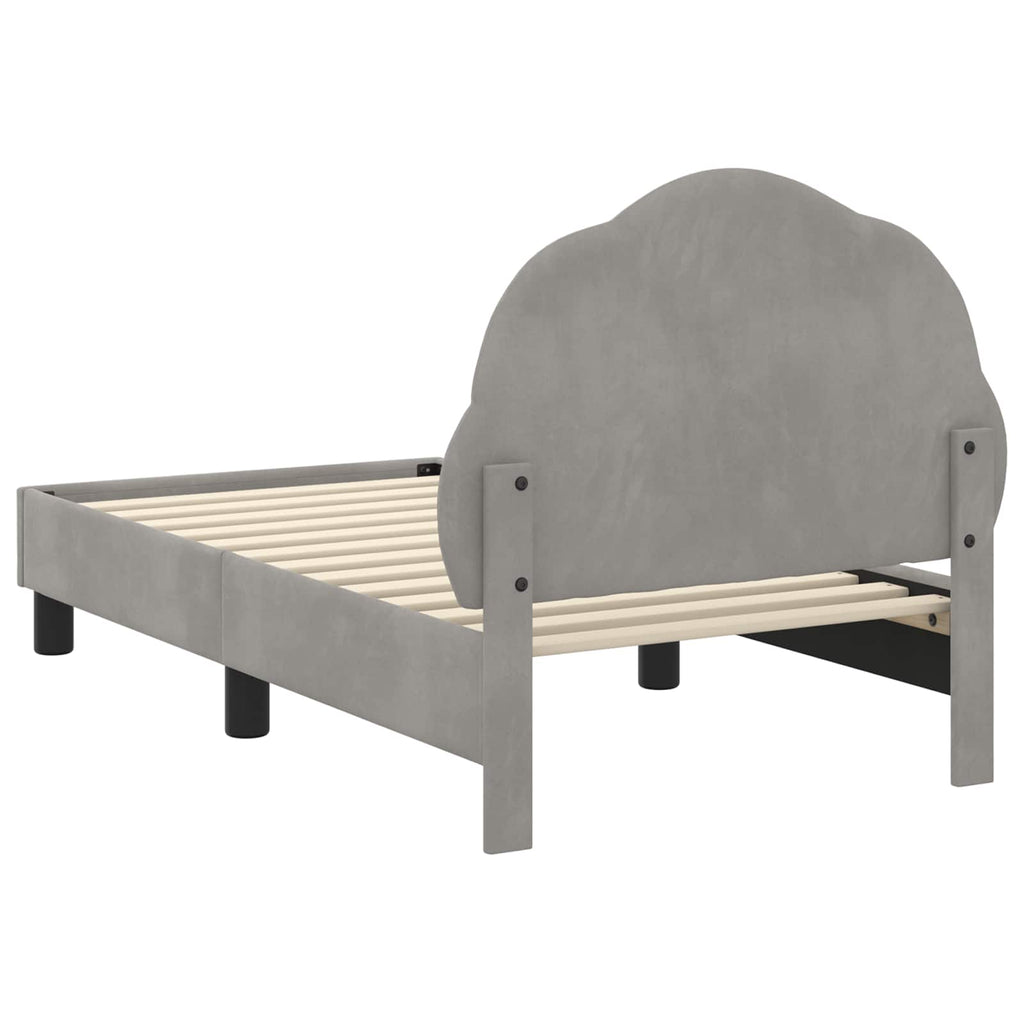 Kinderbettgestell mit Kopfteil Hellgrau 70 x 140 cm Samt