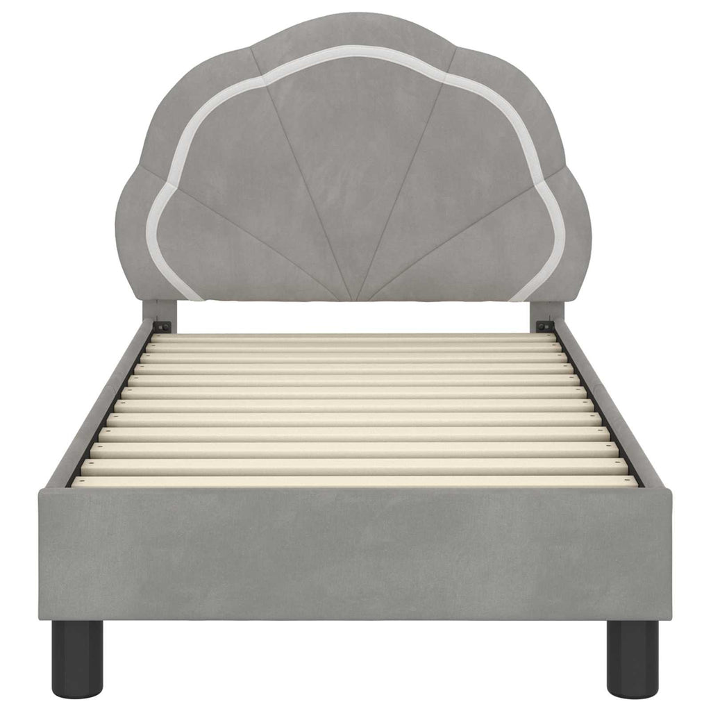 Kinderbettgestell mit Kopfteil Hellgrau 70 x 140 cm Samt