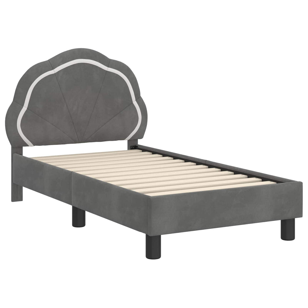 Kinderbettgestell mit Kopfteil Dunkelgrau 70 x 140 cm Samt