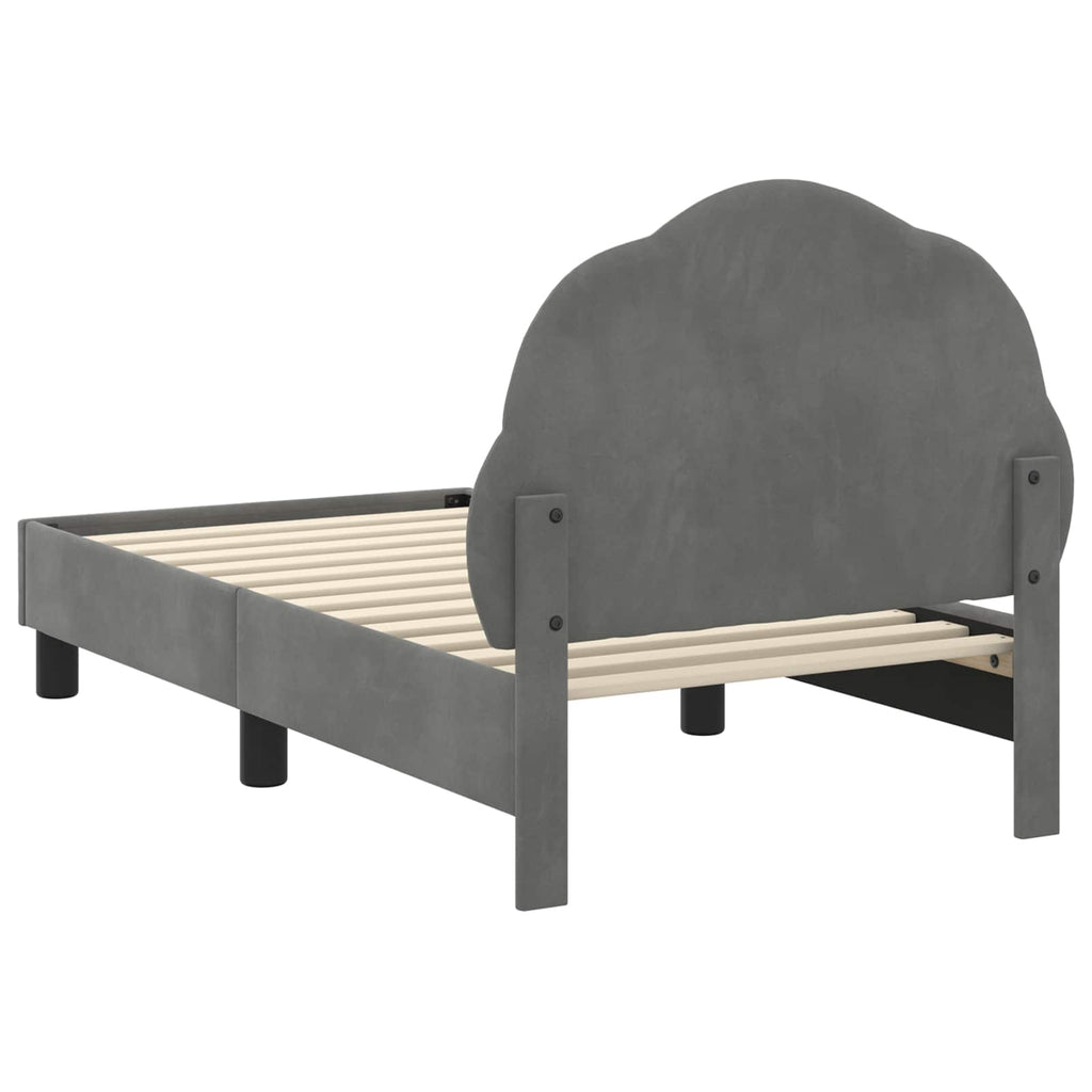 Kinderbettgestell mit Kopfteil Dunkelgrau 70 x 140 cm Samt