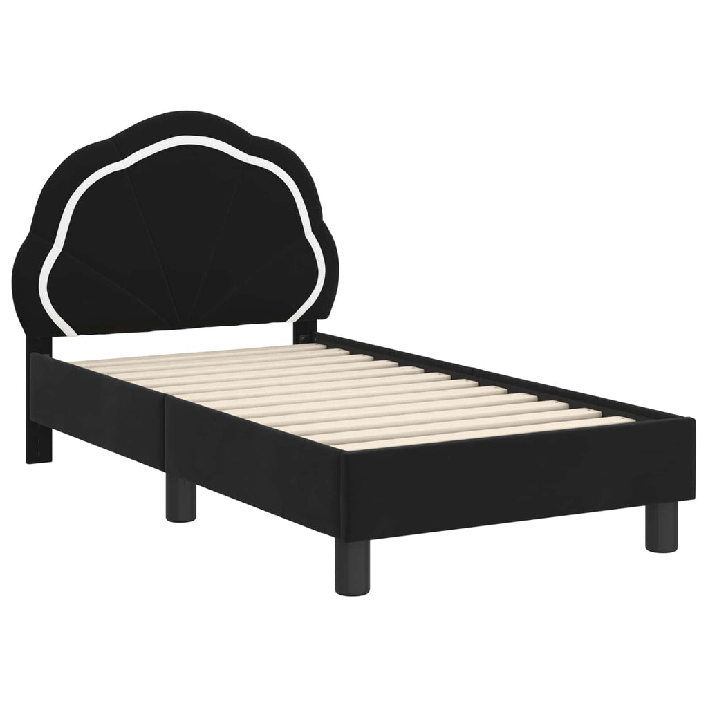 Kinderbettgestell mit Kopfteil Schwarz 70 x 140 cm Samt