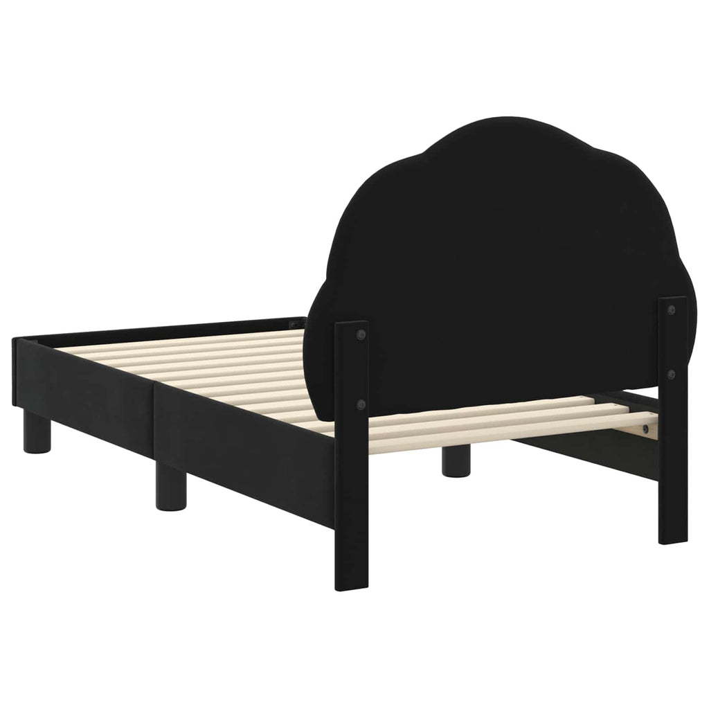 Kinderbettgestell mit Kopfteil Schwarz 70 x 140 cm Samt