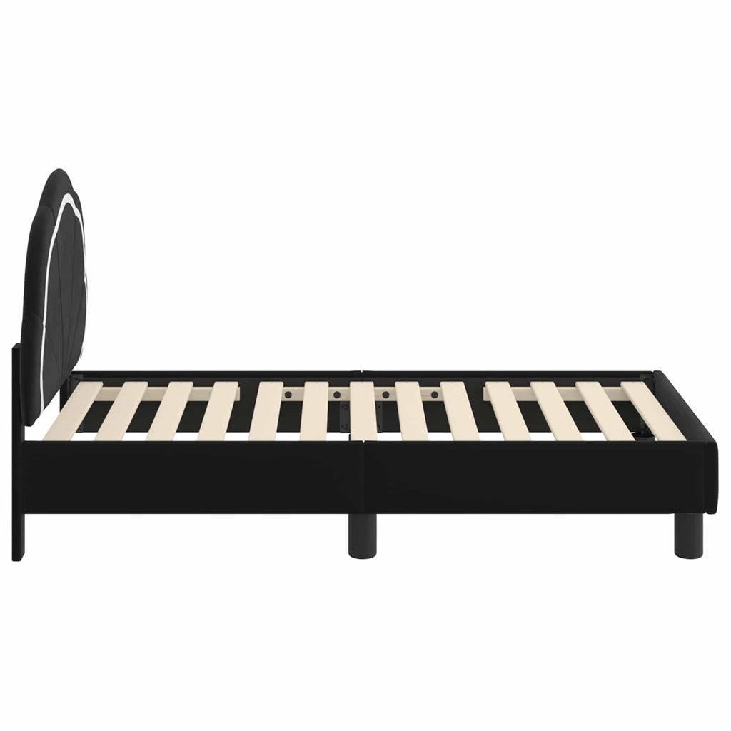Kinderbettgestell mit Kopfteil Schwarz 70 x 140 cm Samt