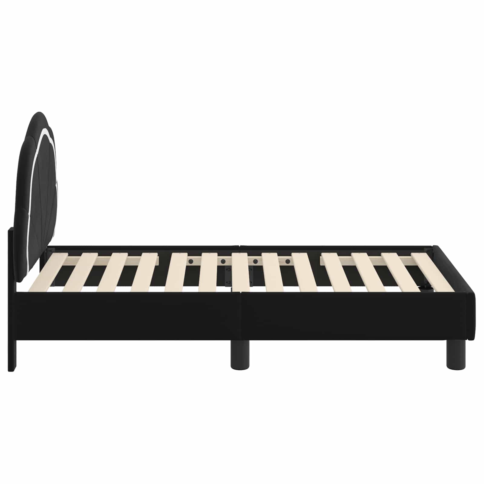 Kinderbettgestell mit Kopfteil Schwarz 70 x 140 cm Samt