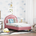 Kinderbettgestell mit Kopfteil Rosa 70 x 140 cm Samt