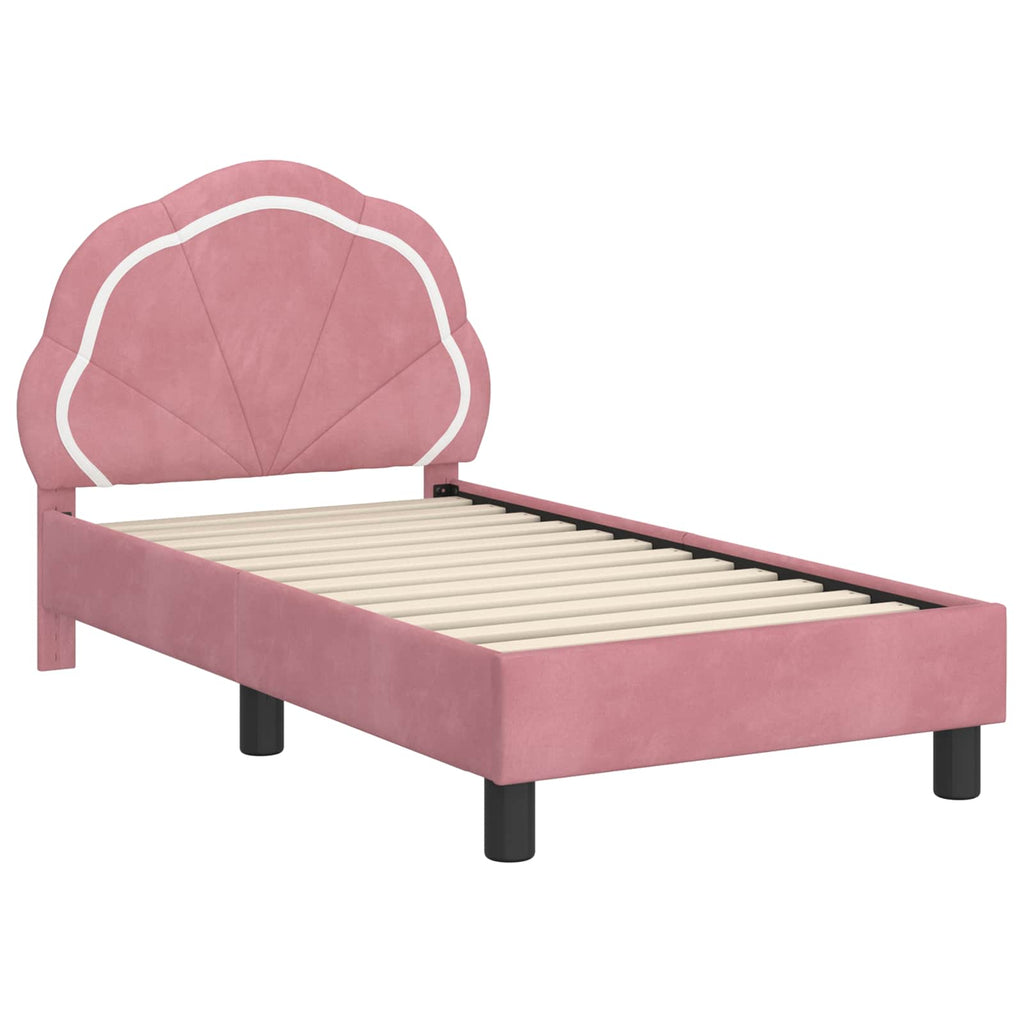 Kinderbettgestell mit Kopfteil Rosa 70 x 140 cm Samt