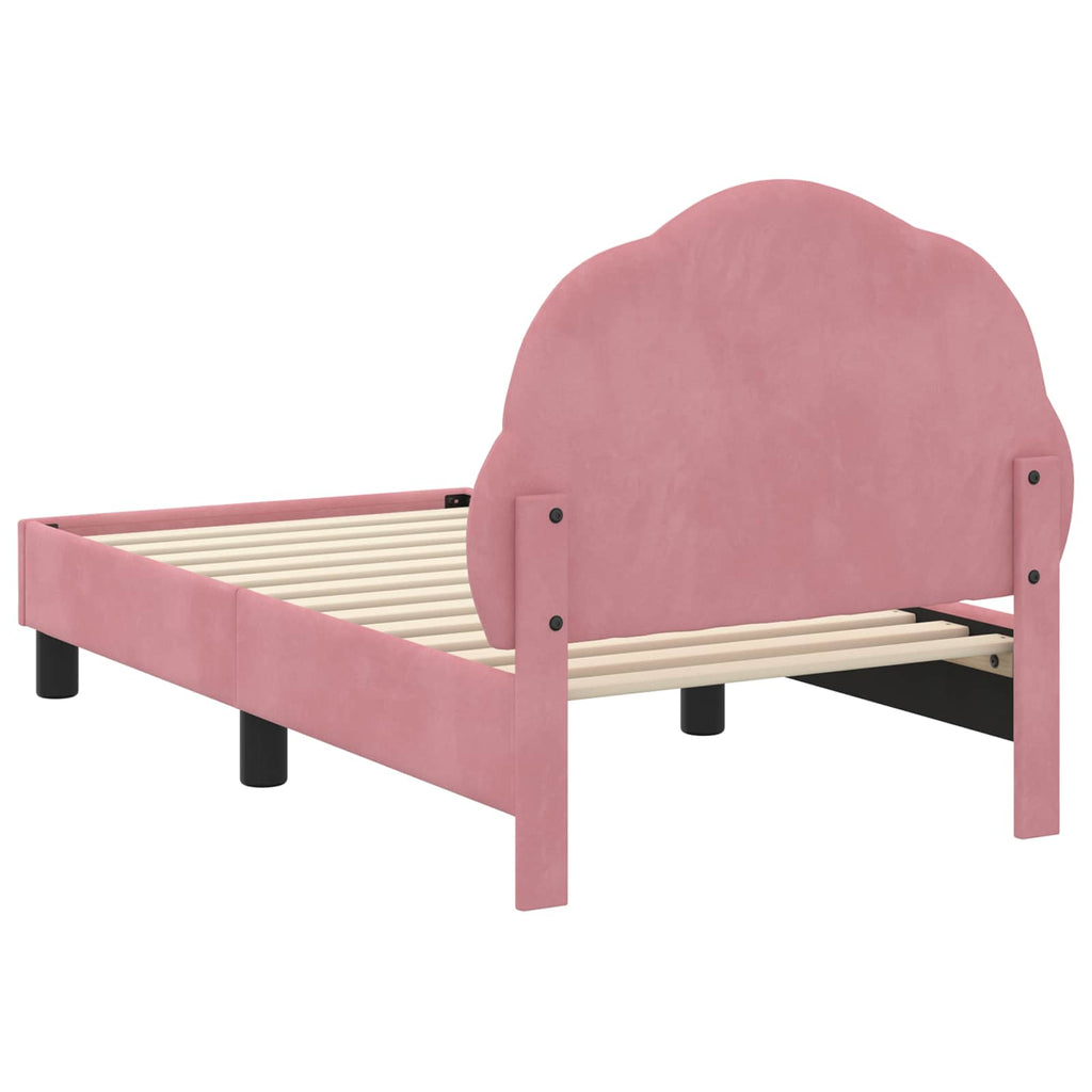 Kinderbettgestell mit Kopfteil Rosa 70 x 140 cm Samt