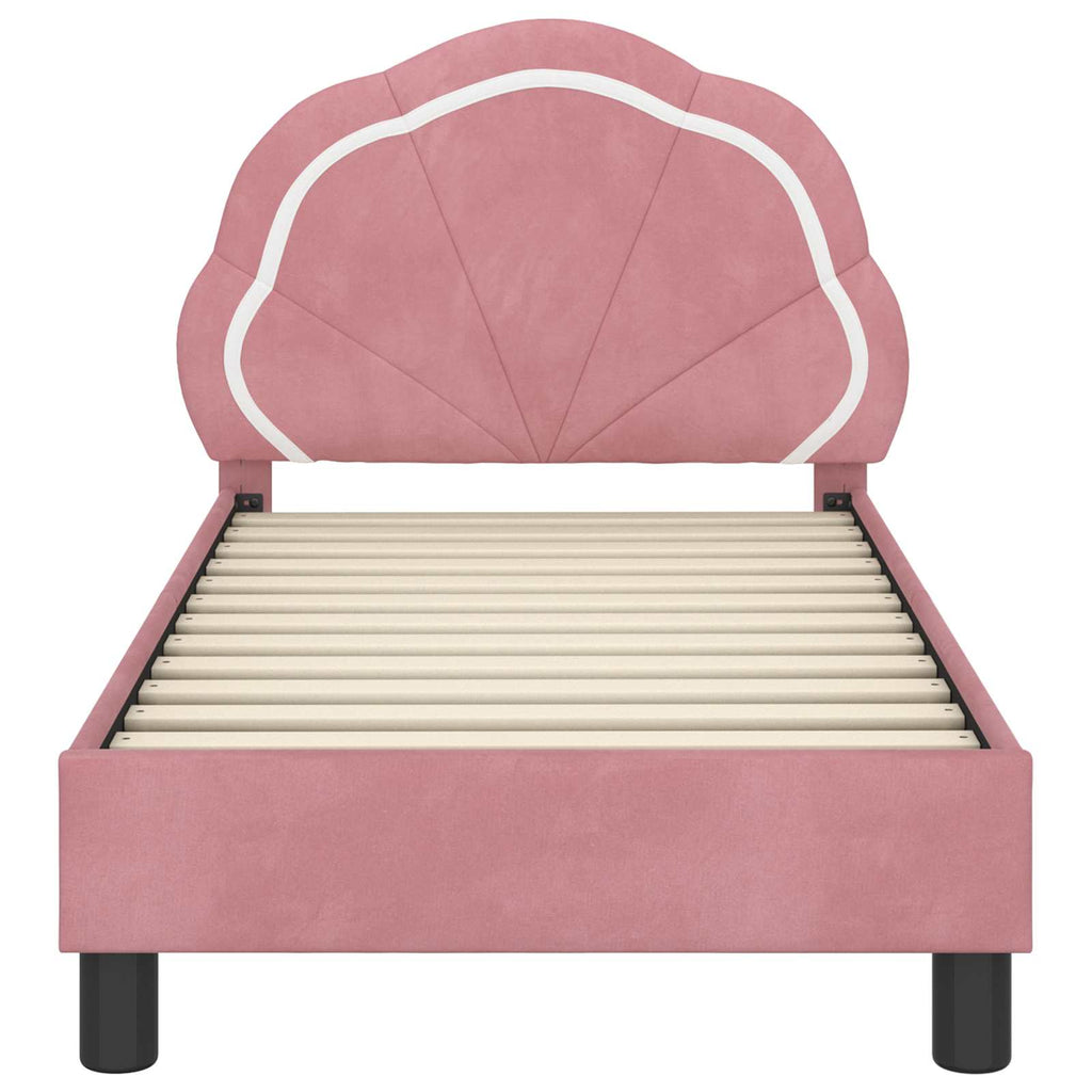 Kinderbettgestell mit Kopfteil Rosa 70 x 140 cm Samt