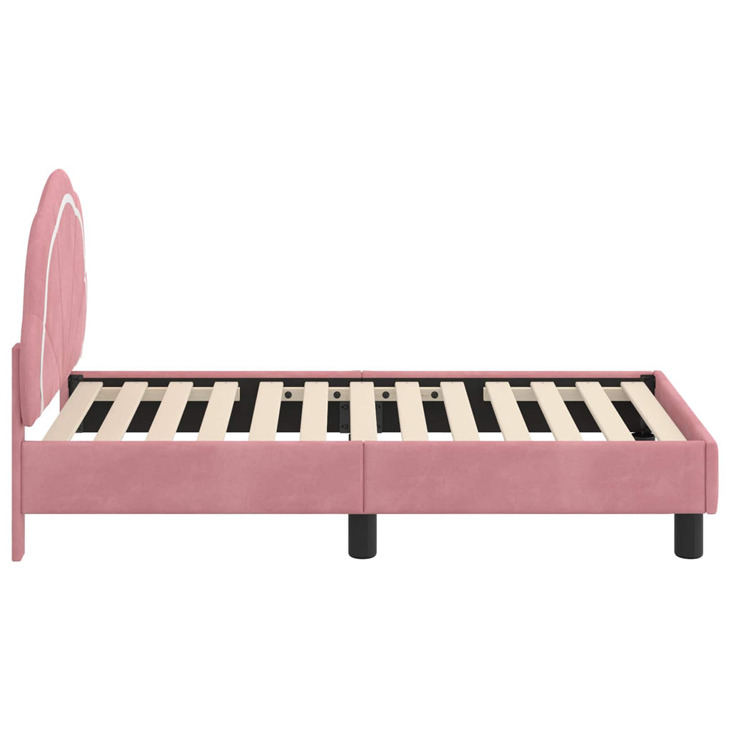 Kinderbettgestell mit Kopfteil Rosa 70 x 140 cm Samt