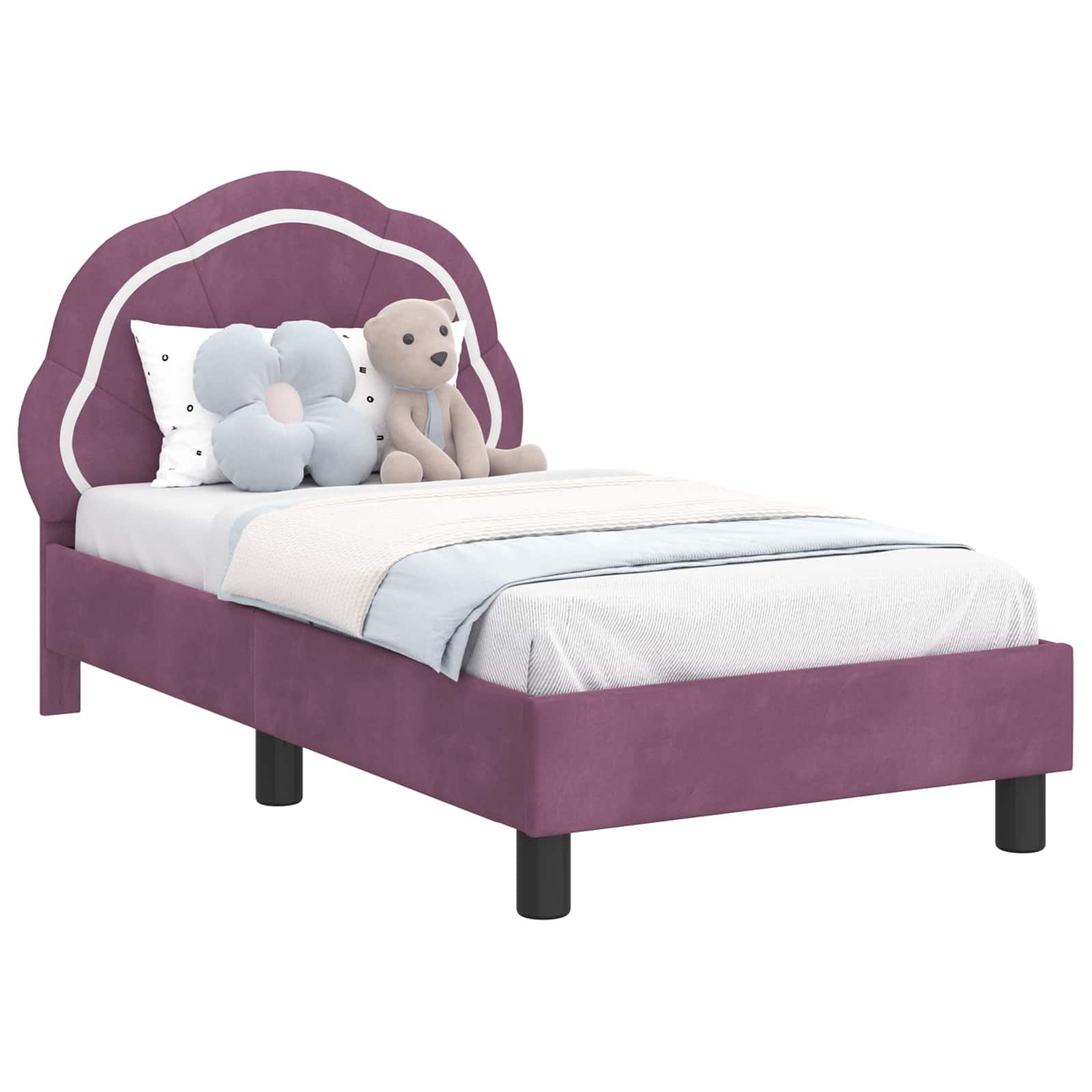 Kinderbettgestell mit Kopfteil Lila 70 x 140 cm Samt