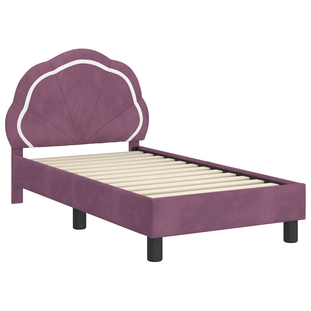 Kinderbettgestell mit Kopfteil Lila 70 x 140 cm Samt