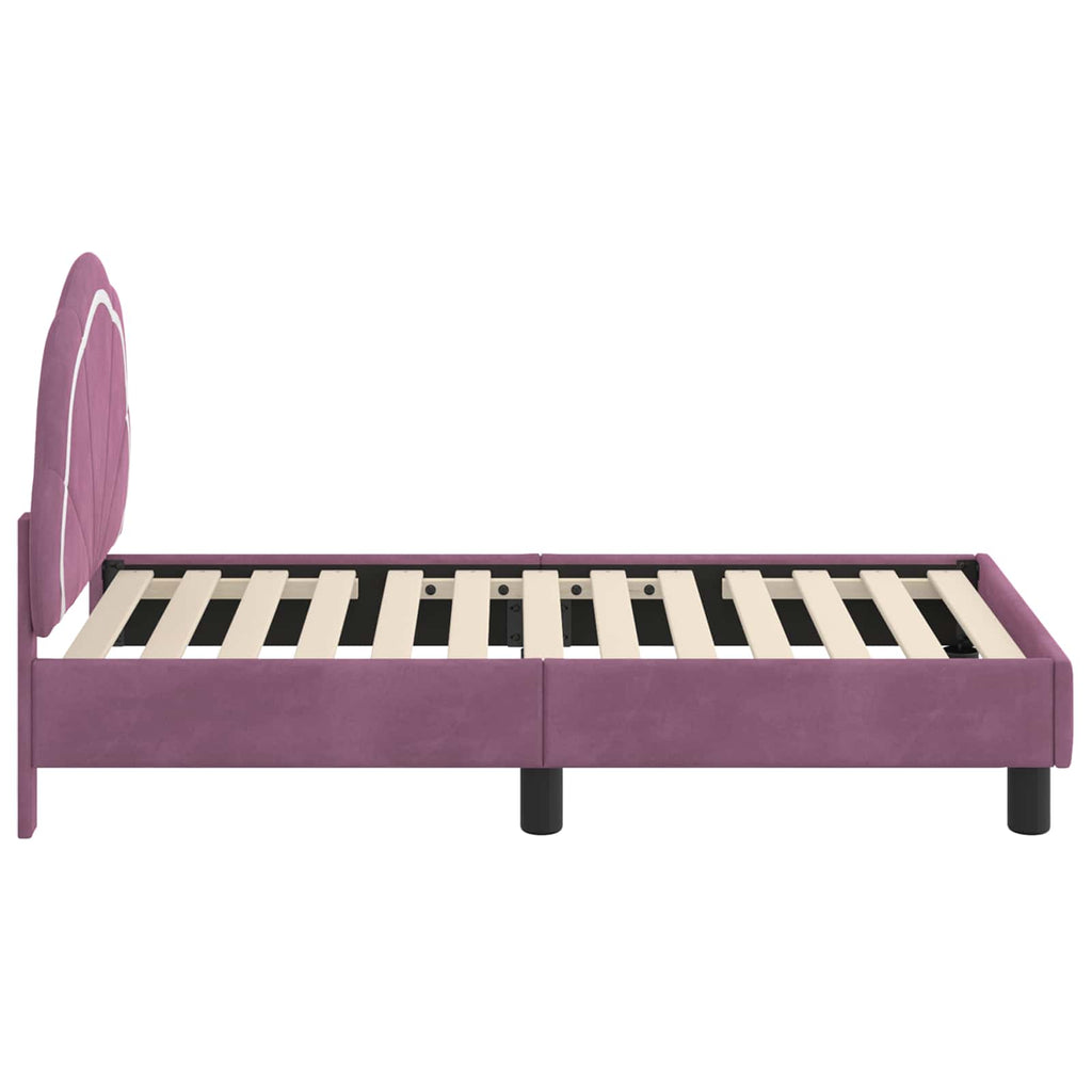 Kinderbettgestell mit Kopfteil Lila 70 x 140 cm Samt