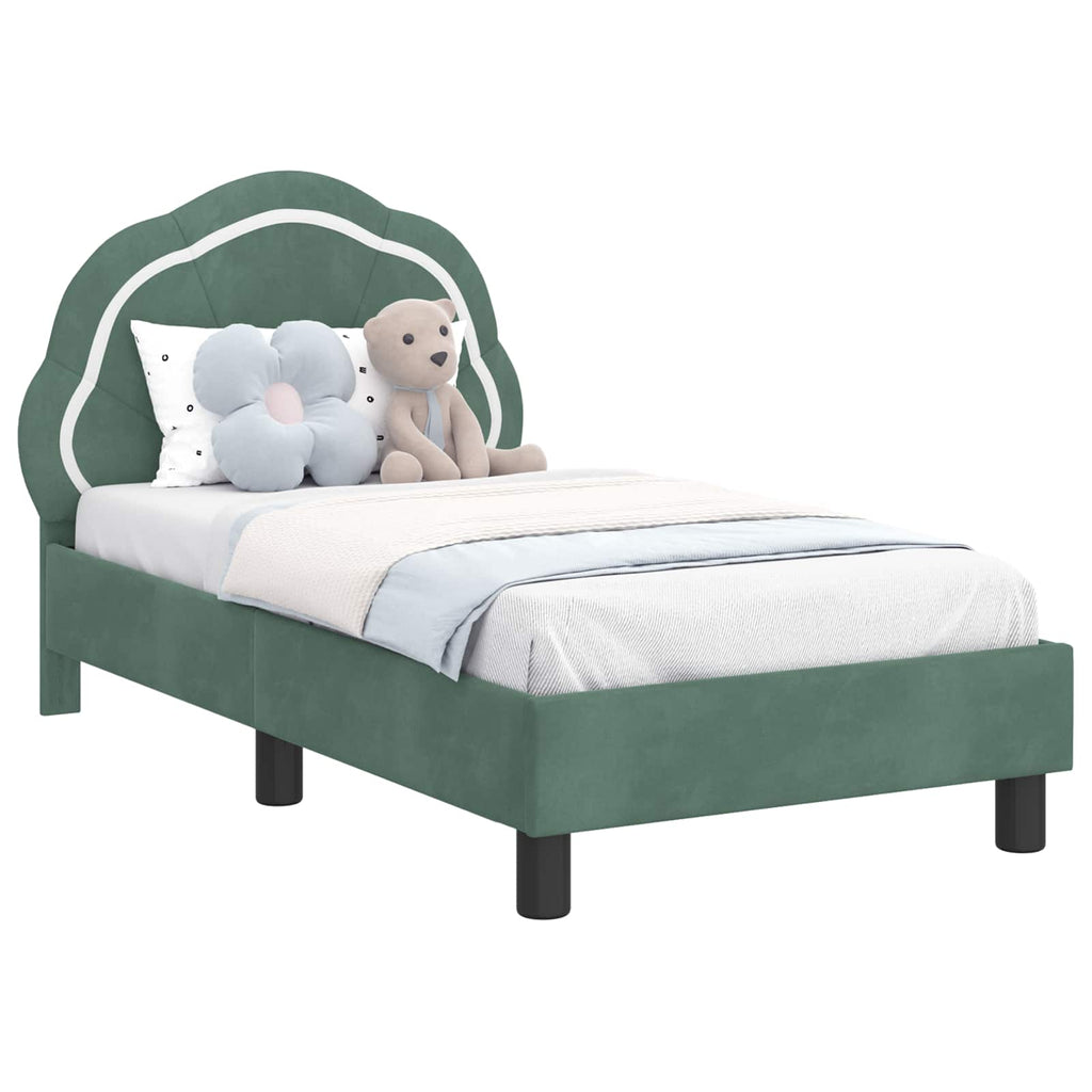 Kinderbettgestell mit Kopfteil Meergrün 70 x 140 cm Samt