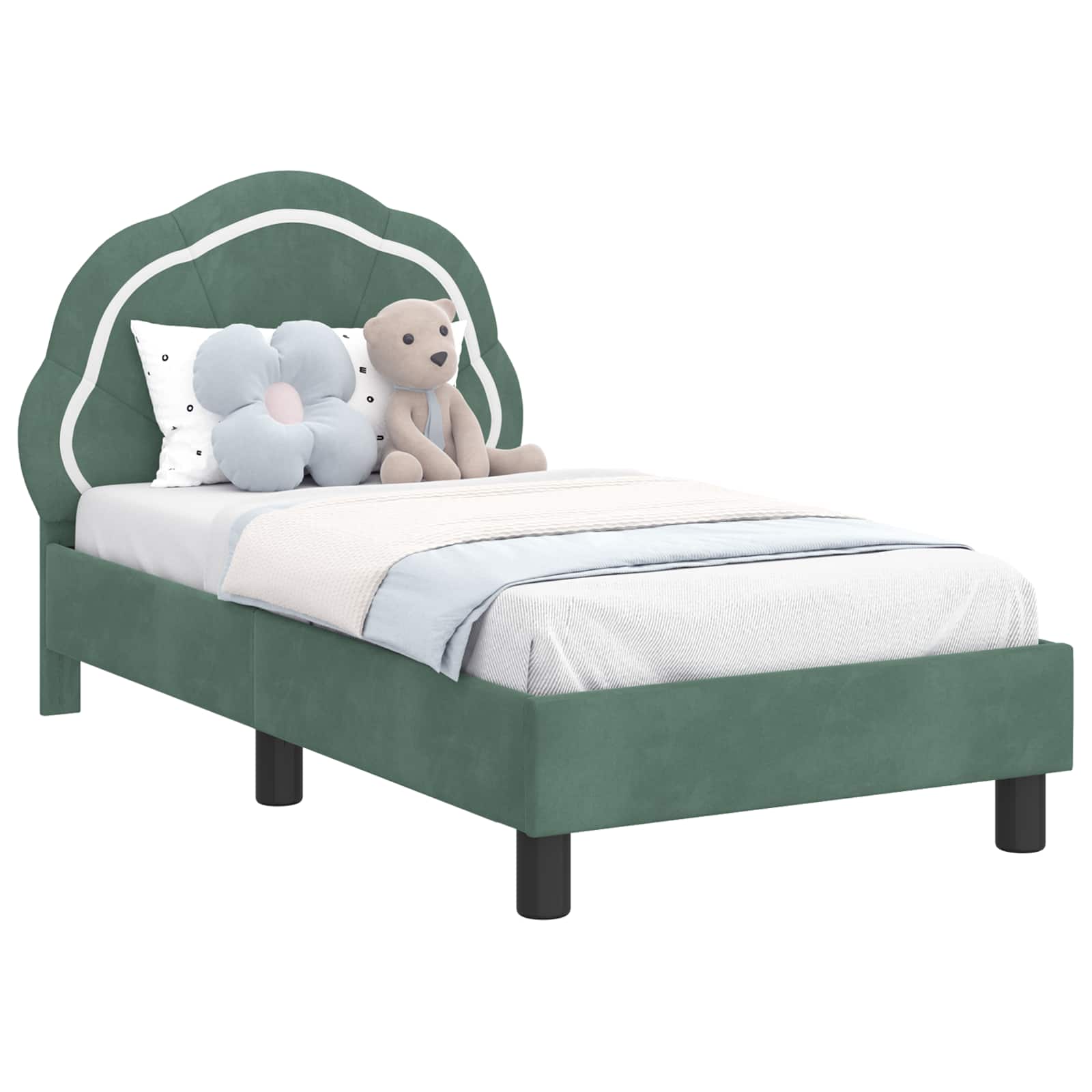 Kinderbettgestell mit Kopfteil Meergrün 70 x 140 cm Samt