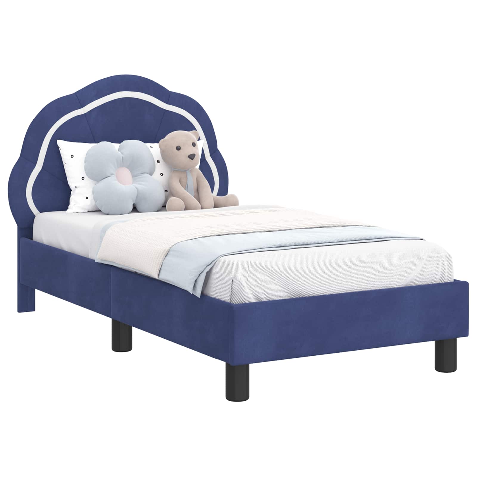 Kinderbettgestell mit Kopfteil Polizeiblau 70 x 140 cm Samt