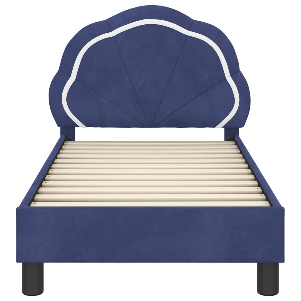 Kinderbettgestell mit Kopfteil Polizeiblau 70 x 140 cm Samt