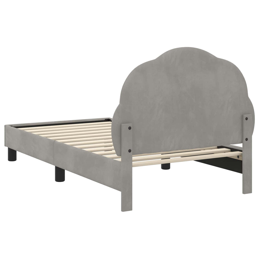 Kinderbettgestell mit Kopfteil Hellgrau 80 x 160 cm Samt