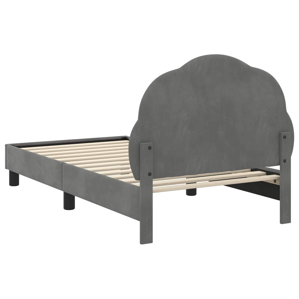 Kinderbettgestell mit Kopfteil Dunkelgrau 80 x 160 cm Samt
