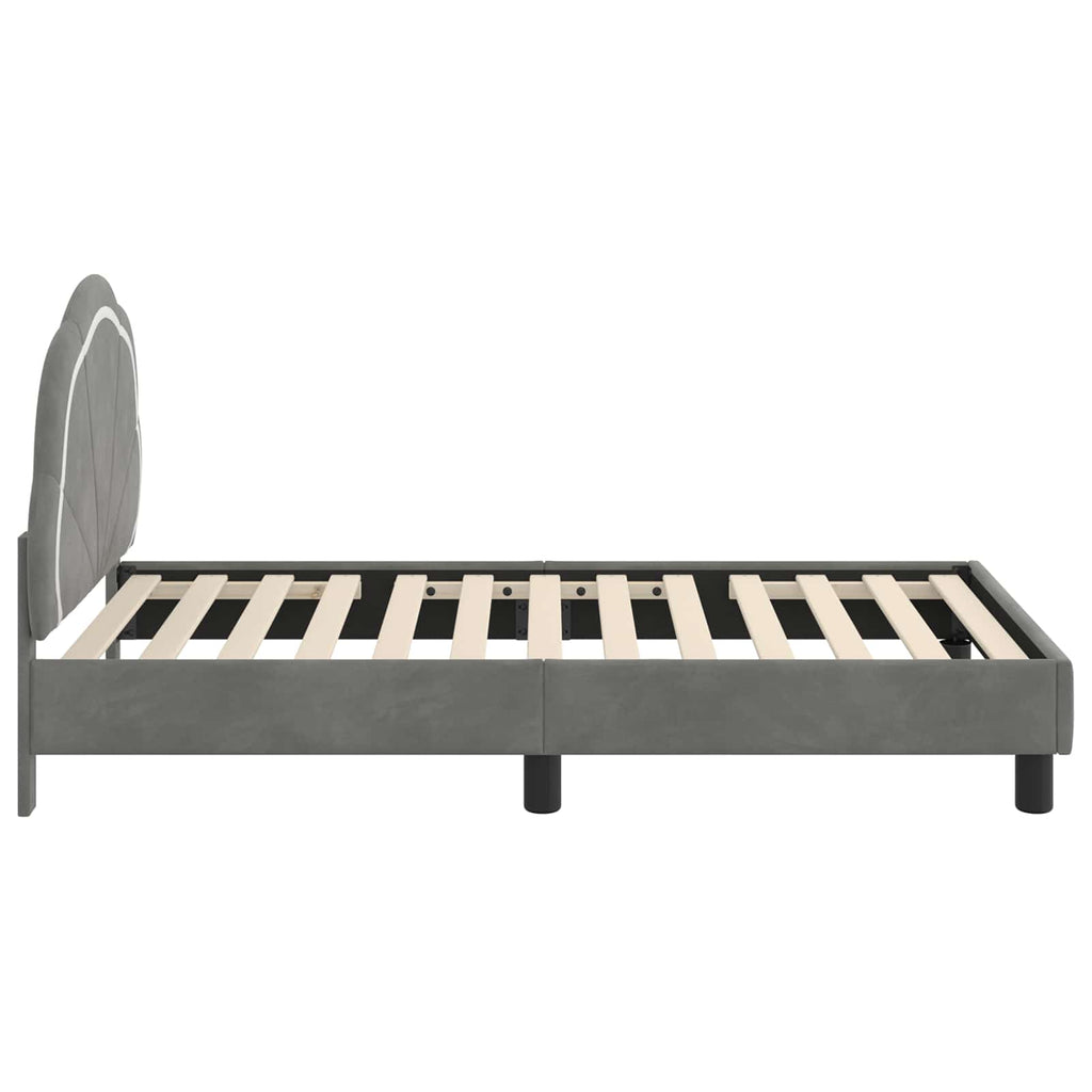 Kinderbettgestell mit Kopfteil Dunkelgrau 80 x 160 cm Samt