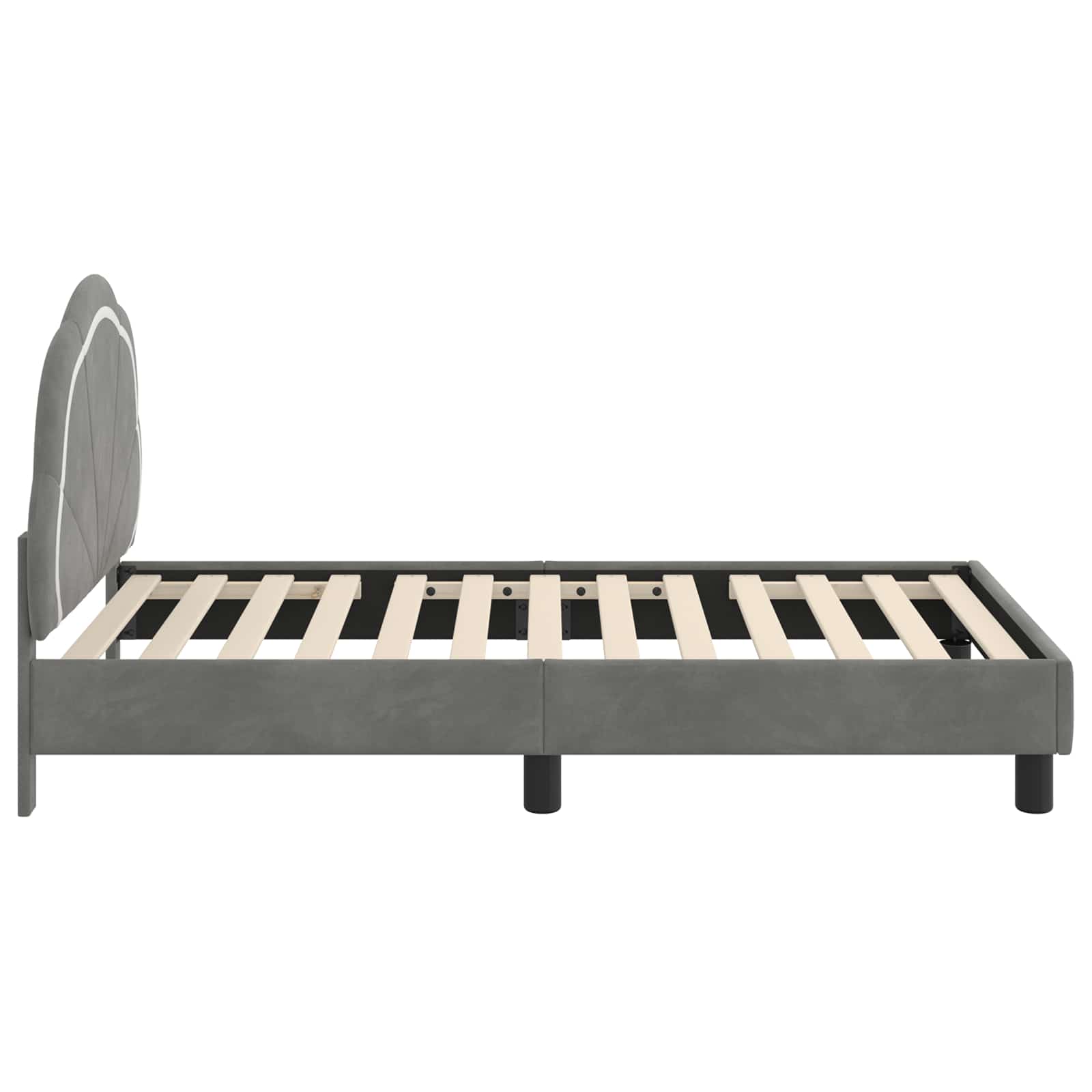 Kinderbettgestell mit Kopfteil Dunkelgrau 80 x 160 cm Samt