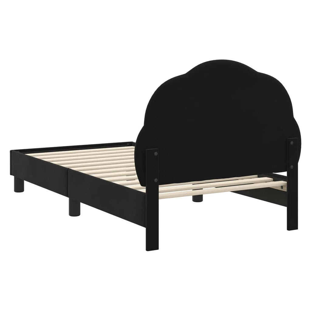 Kinderbettgestell mit Kopfteil Schwarz 80 x 160 cm Samt